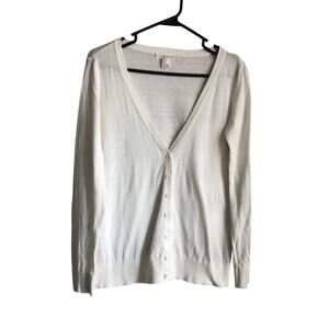White Cardigan Sweater Cotton Acrylic Blend by Forever 21
